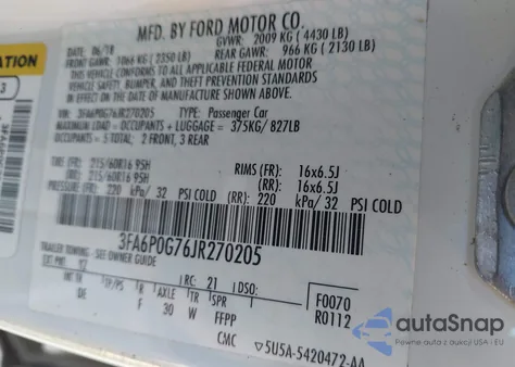 2018 Ford Fusion S from USA, damaged, VIN 3FA6P0G76JR270205